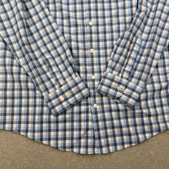 Mizzen+Main Leeward Dress Shirt Mens XXL Blue Gingham Check Trim Fit Stretch - Picture 4 of 11